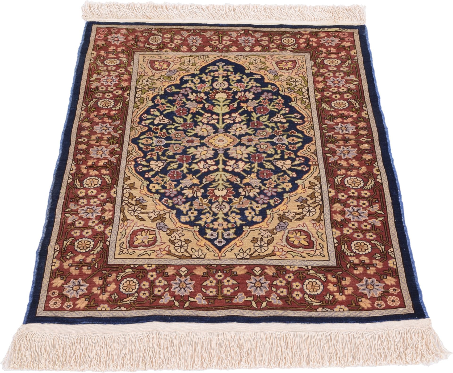 Hereke Orientteppich 50 × 69 cm aus Seide, handgeknüpft