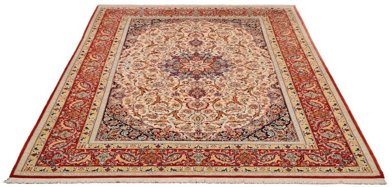 Handgeknüpfter Isfahan Perserteppich, 210 × 316 cm, Wolle & Seide