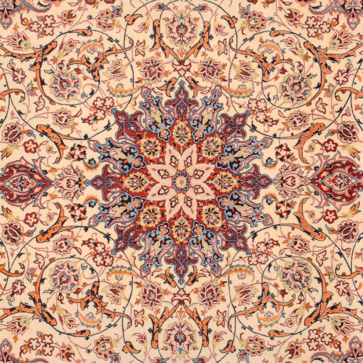 Handgeknüpfter Isfahan Perserteppich, 210 × 316 cm, Wolle & Seide