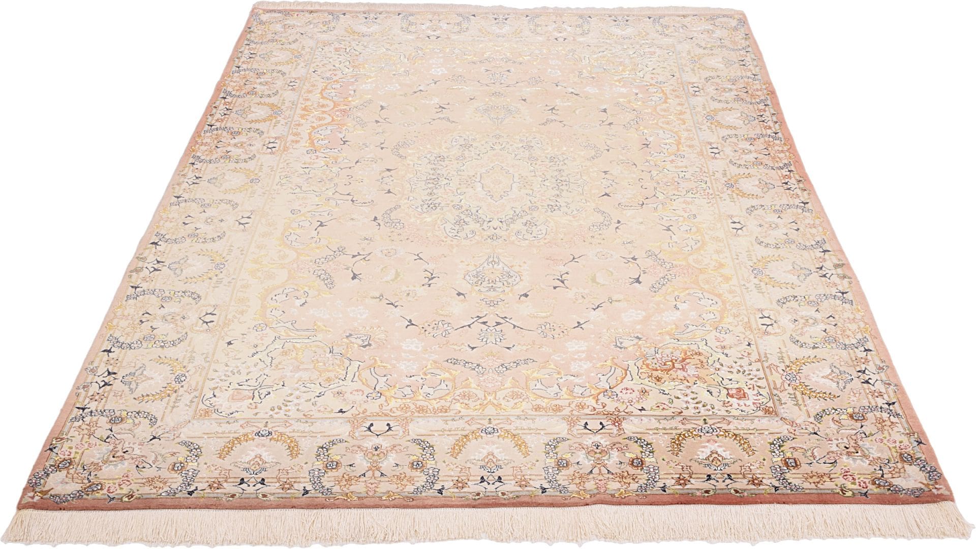 Handgeknüpfter Täbriz Perserteppich, 202 × 306 cm, Wolle & Seide