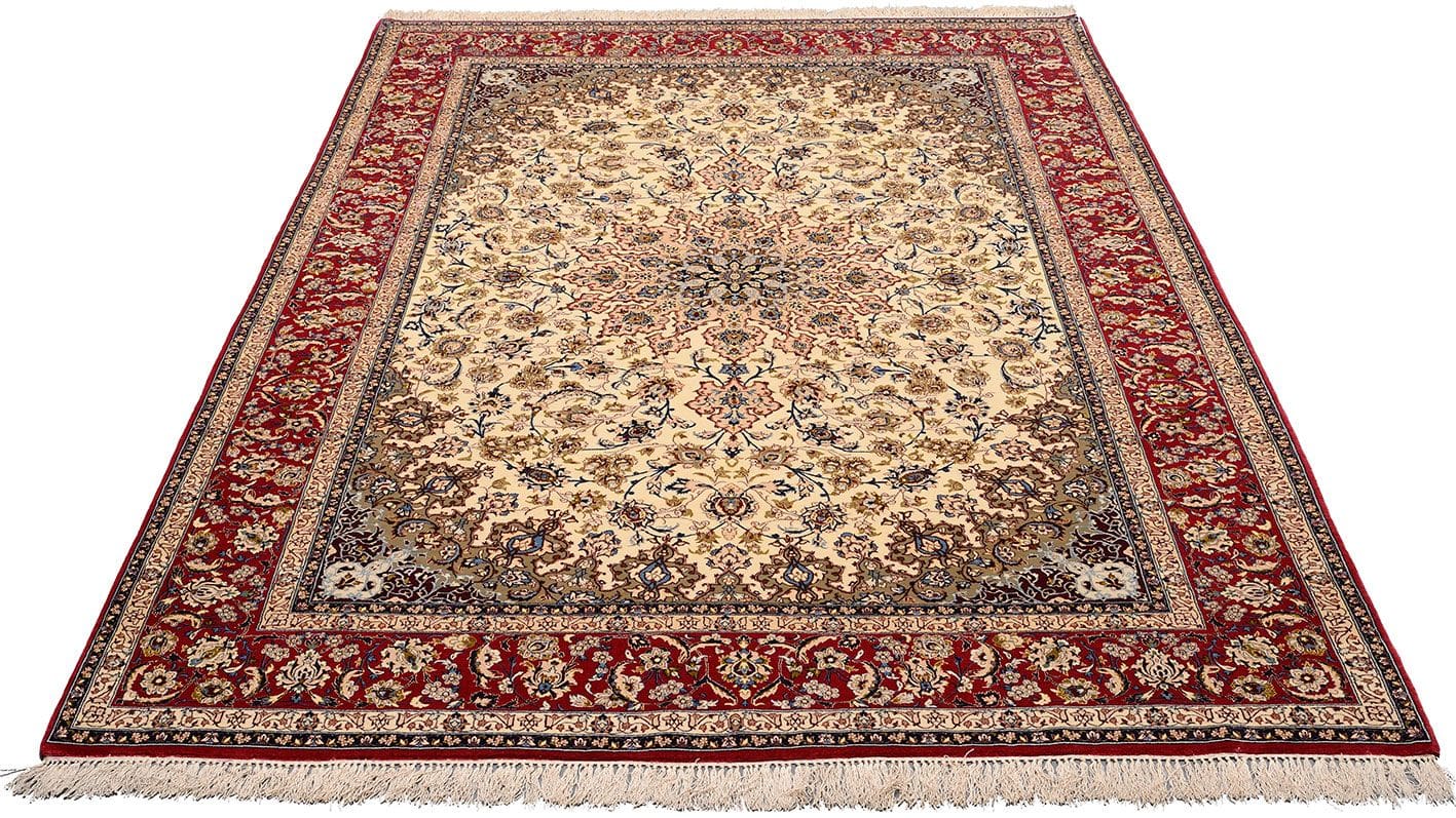 Isfahan Perserteppich 206 × 294 cm aus Wolle & Seide, handgeknüpft