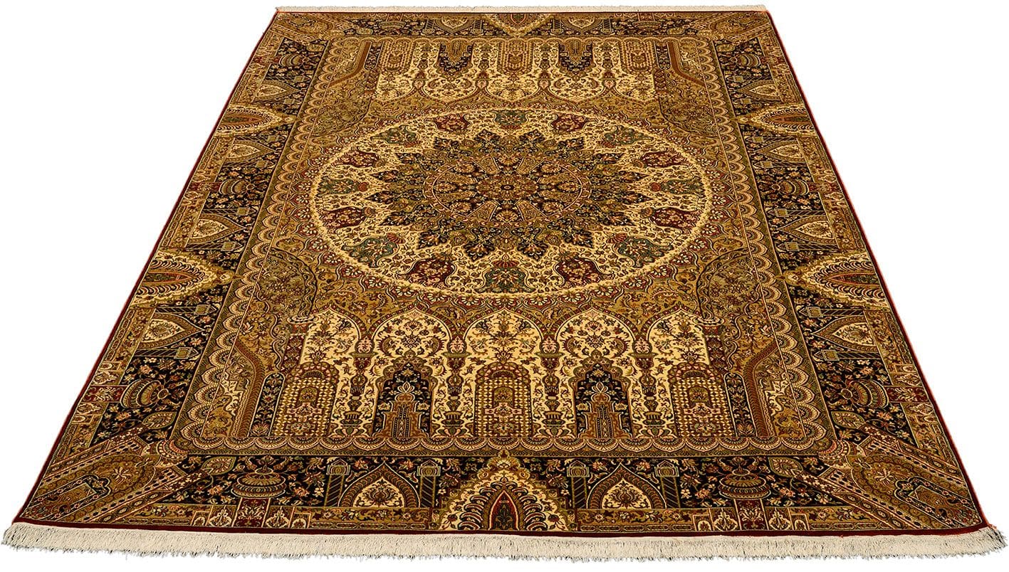 Ghom Orientteppich 188 × 282 cm aus Seide, handgeknüpft