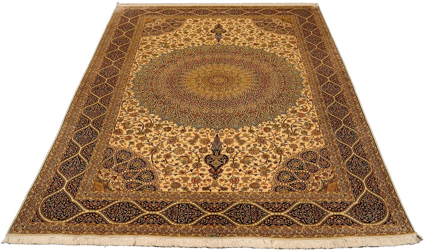 Kashmir Orientteppich 185 × 285 cm aus Seide, handgeknüpft