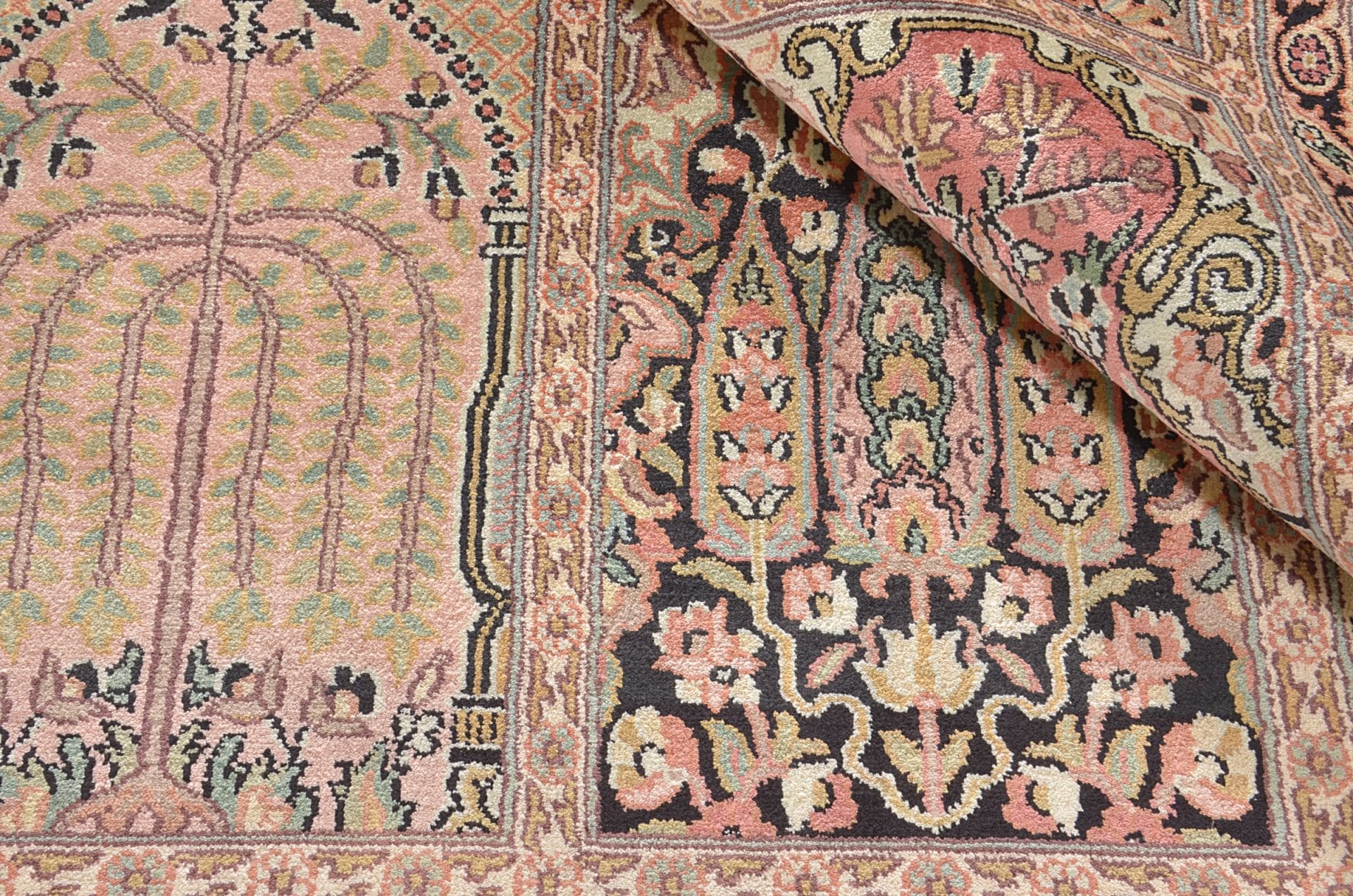 Kashmir Orientteppich 218 × 304 cm aus Wolle & Seide, handgeknüpft
