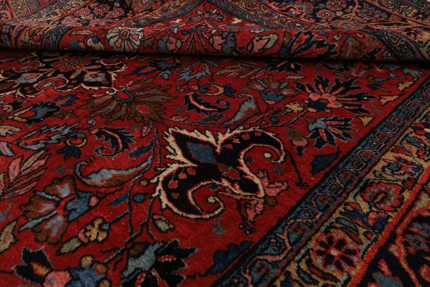 antiker-sarugh-teppich-282x191-cm-florales-muster-handgeknupft-4 Antiker Sarough Farahan Perserteppich, 280 × 190 cm, Wolle