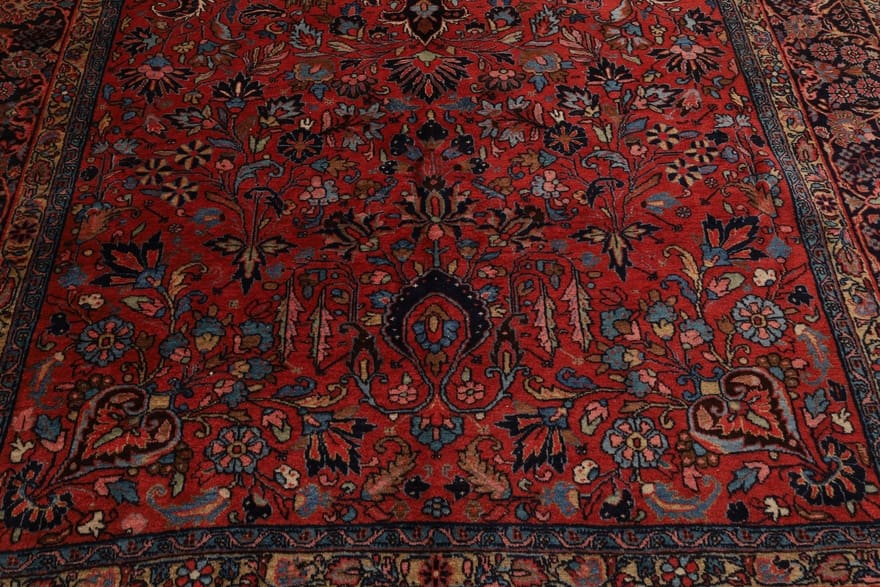antiker-sarugh-teppich-282x191-cm-florales-muster-handgeknupft-9 Antiker Sarough Farahan Perserteppich, 280 × 190 cm, Wolle
