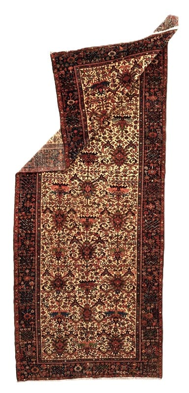 Antiker Heriz Perserteppich, 380 × 155 cm, Wolle & Seide