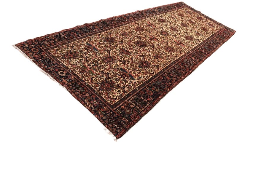 Antiker Heriz Perserteppich, 380 × 155 cm, Wolle & Seide