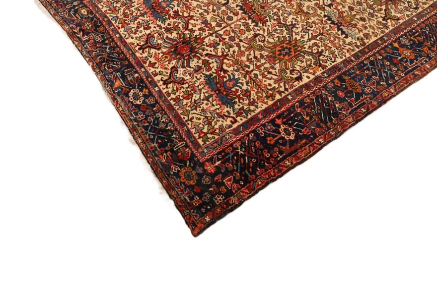 Antiker Heriz Perserteppich, 380 × 155 cm, Wolle & Seide