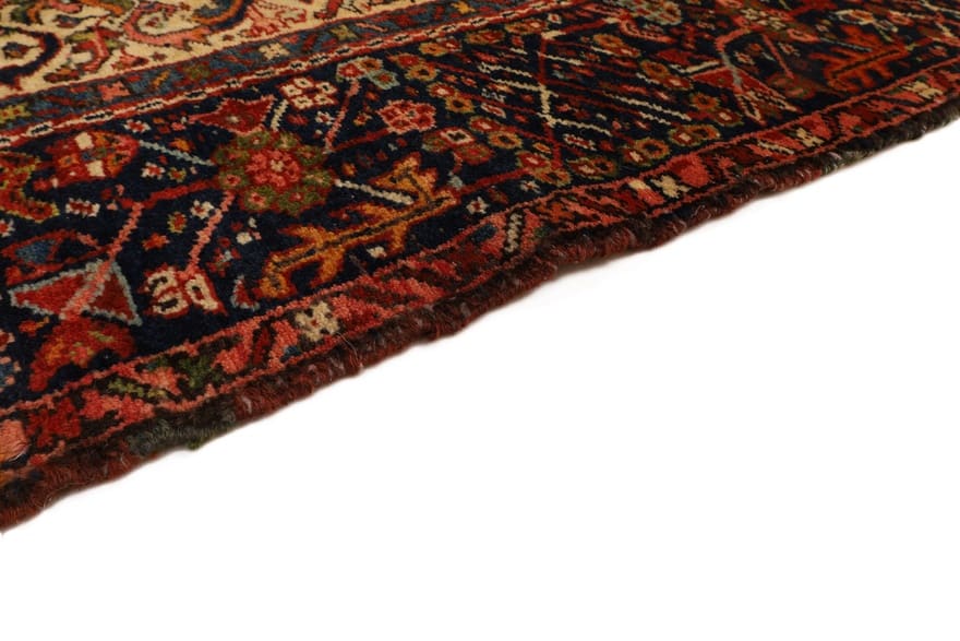 Antiker Heriz Perserteppich, 380 × 155 cm, Wolle & Seide