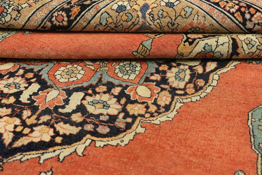 hajjalili-antik-orientteppich-208x143-cm-handgeknupft-blutenmuster-2 Antiker Perserteppich, 206 × 142 cm, Wolle