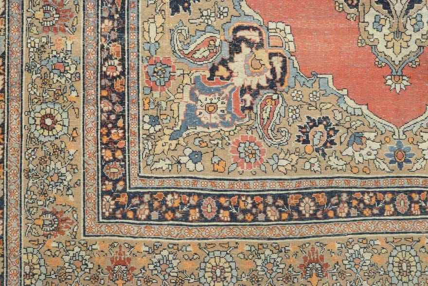 hajjalili-antik-orientteppich-208x143-cm-handgeknupft-blutenmuster-3 Antiker Perserteppich, 206 × 142 cm, Wolle