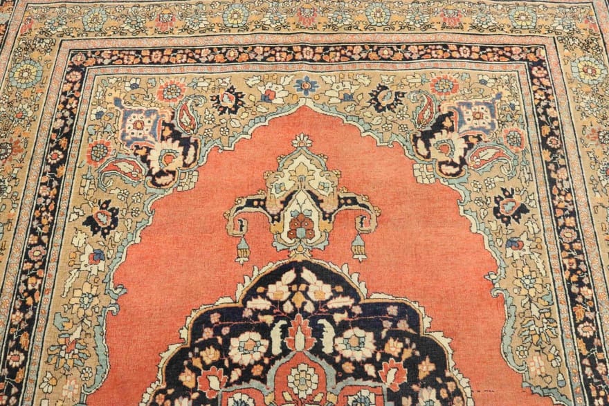 hajjalili-antik-orientteppich-208x143-cm-handgeknupft-blutenmuster-4 Antiker Perserteppich, 206 × 142 cm, Wolle
