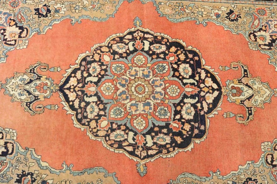 hajjalili-antik-orientteppich-208x143-cm-handgeknupft-blutenmuster-5 Antiker Perserteppich, 206 × 142 cm, Wolle