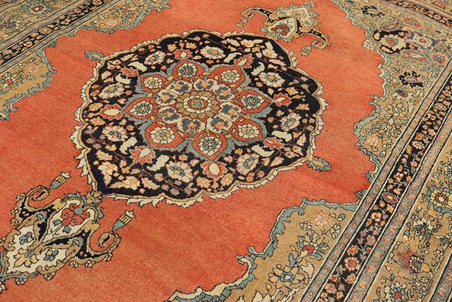 hajjalili-antik-orientteppich-208x143-cm-handgeknupft-blutenmuster-6 Antiker Perserteppich, 206 × 142 cm, Wolle