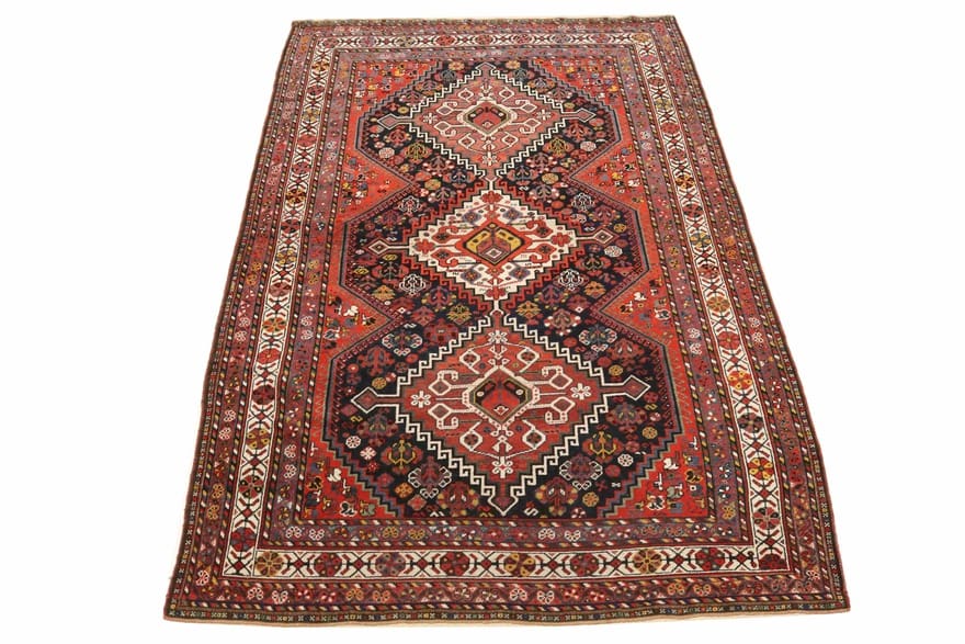 Antiker Qashqai Perserteppich, 220 × 152 cm, Wolle
