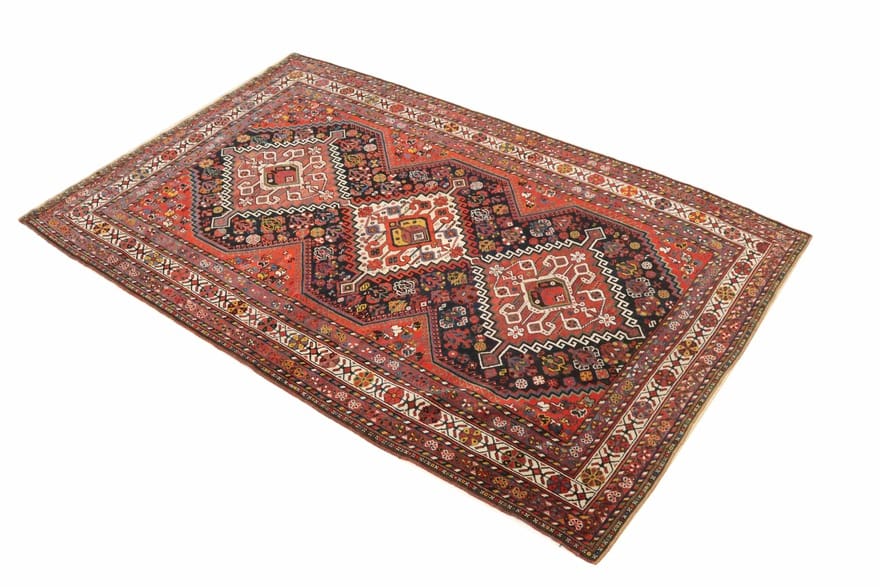 Antiker Qashqai Perserteppich, 220 × 152 cm, Wolle