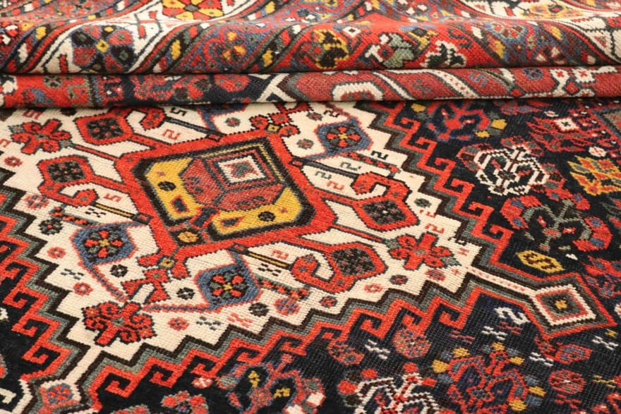 Antiker Qashqai Perserteppich, 220 × 152 cm, Wolle