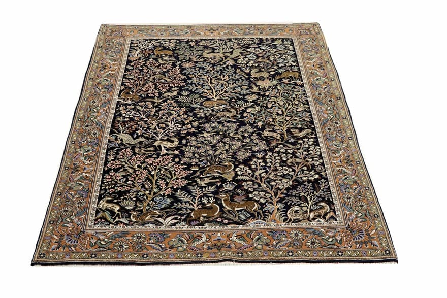 Antiker Ghom Perserteppich aus Iran, 212 × 141 cm