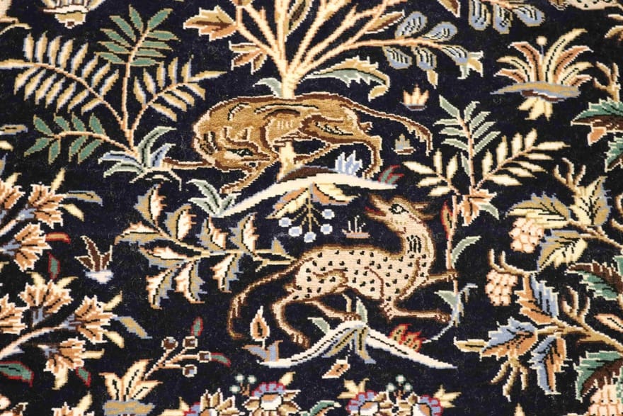Antiker Ghom Perserteppich aus Iran, 212 × 141 cm