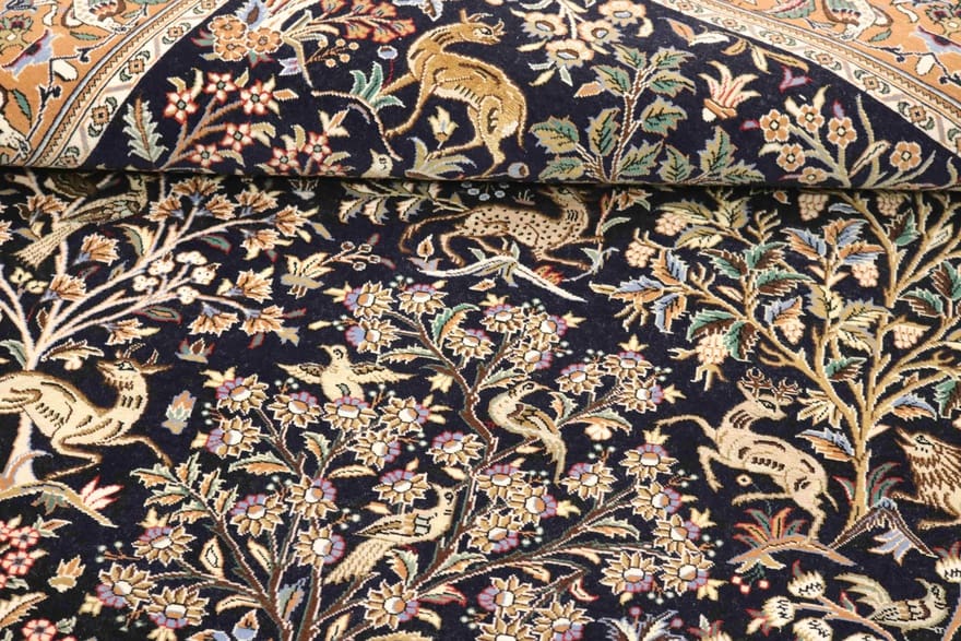 Antiker Ghom Perserteppich aus Iran, 212 × 141 cm