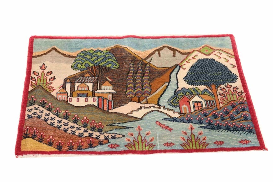 Kashan Perserteppich antik, 88 × 58 cm, Wolle