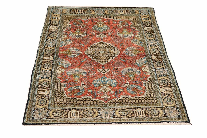 Antiker Ghom Seidenteppich 162×111 cm – Handgeknüpft, Orientteppich