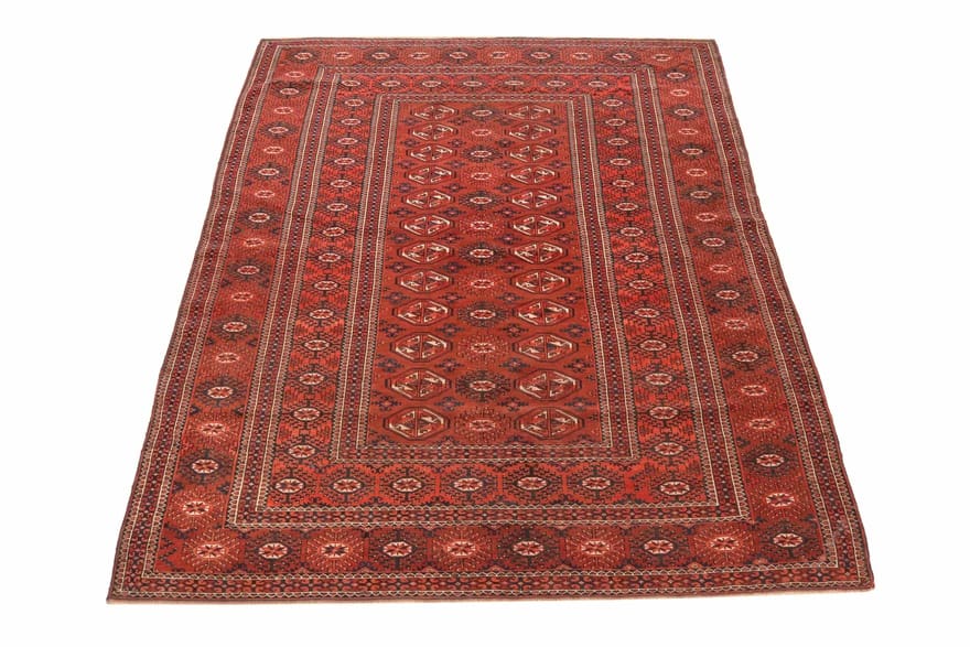 bukhara-orientteppich-206x156-cm-geometrisches-muster-handgeknupft-4 Antiker Perserteppich, 204 × 155 cm, Wolle