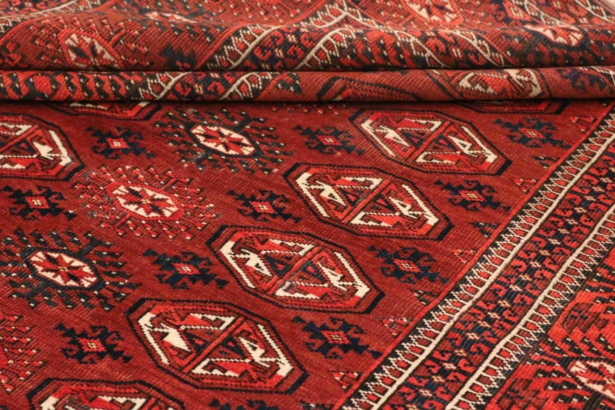 bukhara-orientteppich-206x156-cm-geometrisches-muster-handgeknupft-6 Antiker Perserteppich, 204 × 155 cm, Wolle