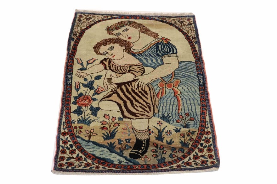 Antiker Bakhtiari Perserteppich aus Iran, 90 × 61 cm