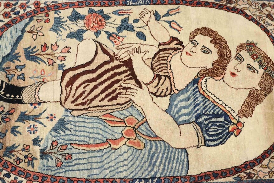 Antiker Bakhtiari Perserteppich aus Iran, 90 × 61 cm
