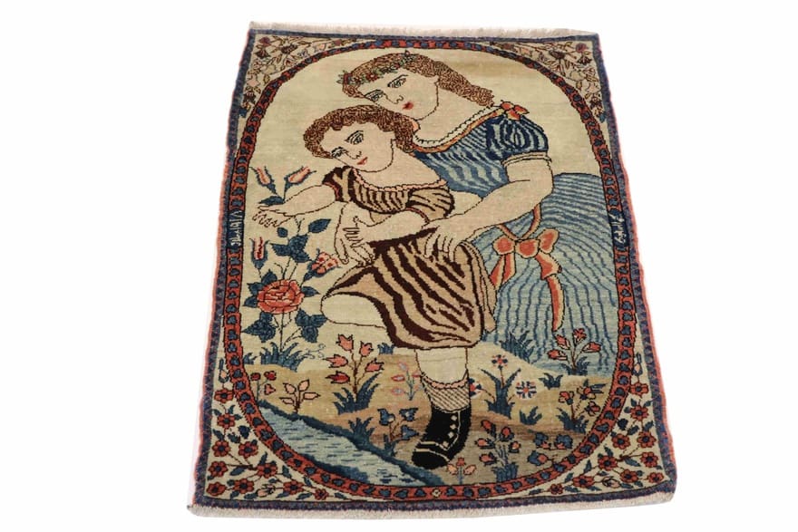 Antiker Bakhtiari Perserteppich aus Iran, 90 × 61 cm