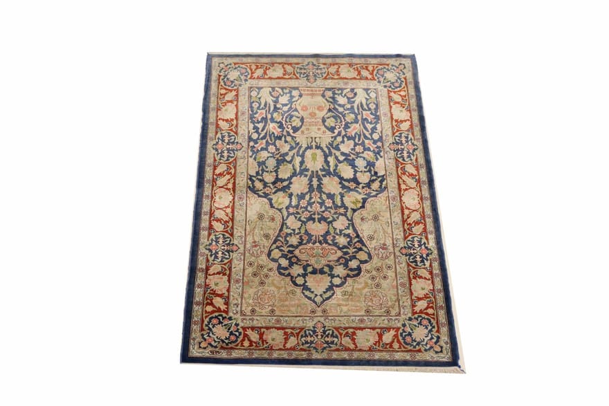 hereke-seide-teppich-112x69-cm-handgeknupft-luxus-orientteppich-2 Hereke Orientteppich antik, 110 × 68 cm, Seide