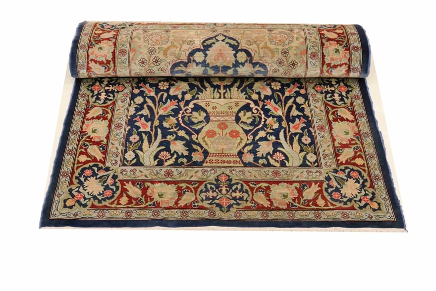 hereke-seide-teppich-112x69-cm-handgeknupft-luxus-orientteppich-5 Hereke Orientteppich antik, 110 × 68 cm, Seide