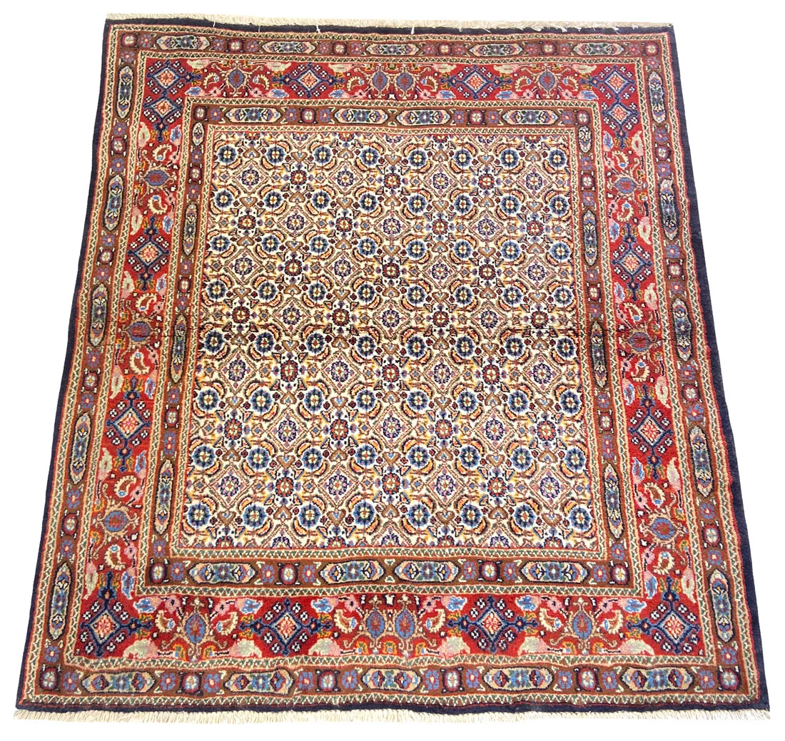 Moud Perserteppich aus Iran, 112 × 101 cm