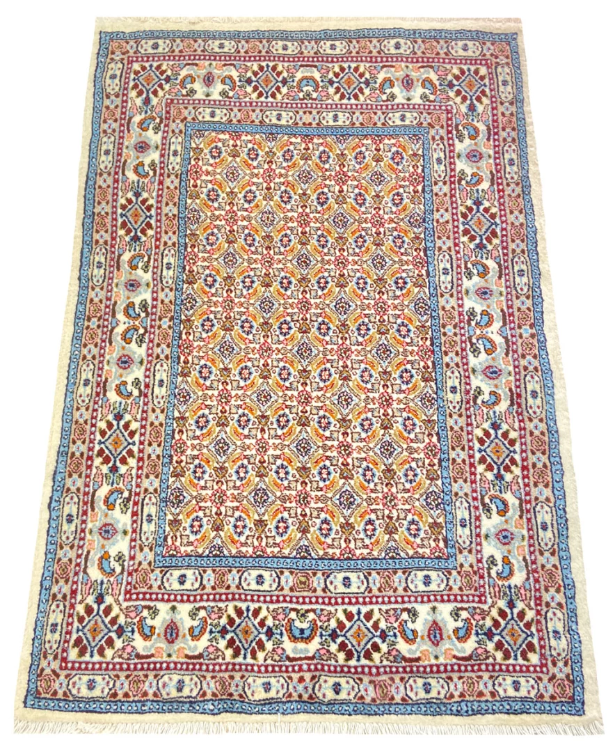 Handgeknüpfter Moud Perserteppich, 119 × 81 cm, Wolle & Seide
