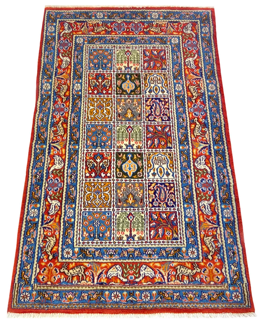 Moud Herati Perserteppich 129 × 79 cm aus Wolle & Seide, handgeknüpft
