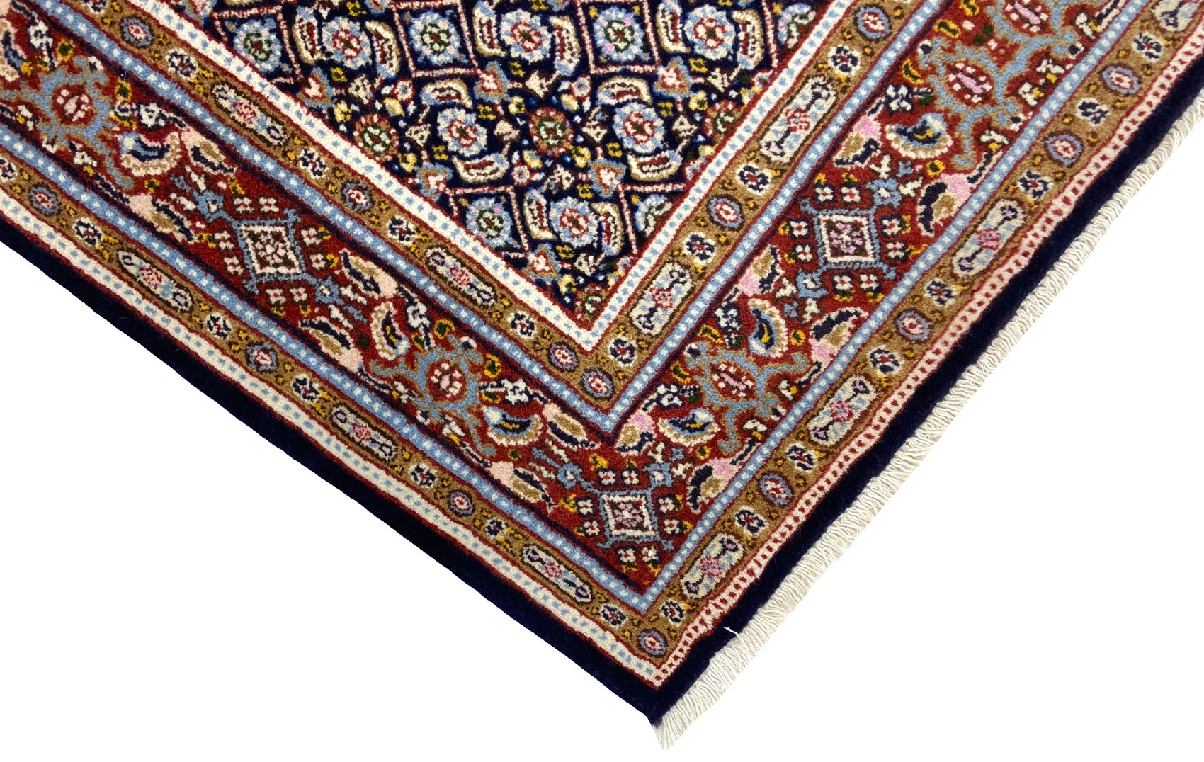 Moud Herati Perserteppich 130 × 101 cm aus Wolle & Seide, handgeknüpft