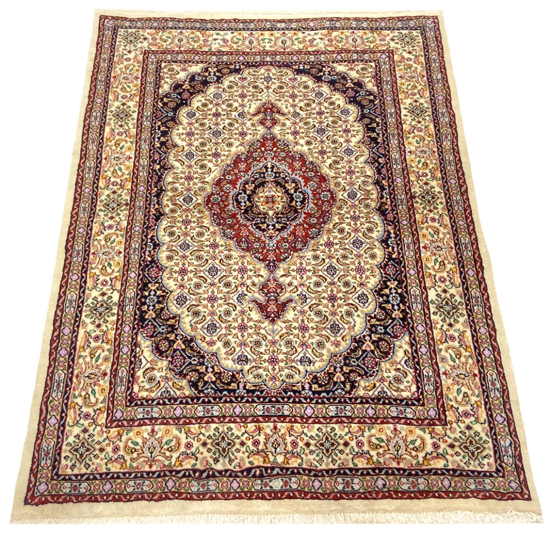 Moud Perserteppich aus Iran, 139 × 106 cm