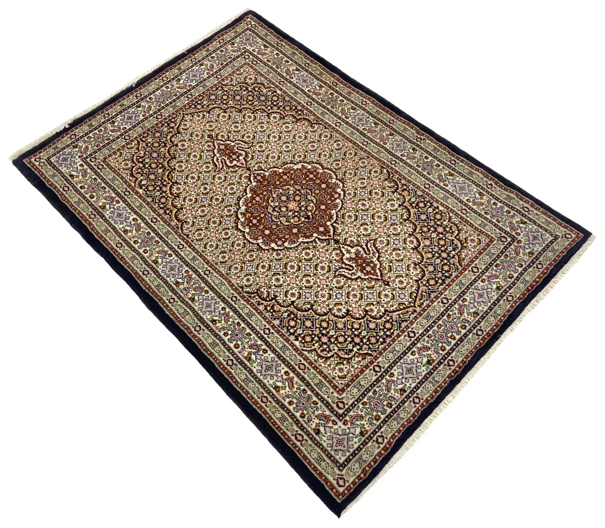 Moud Perserteppich 144 × 101 cm aus Wolle & Seide, handgeknüpft