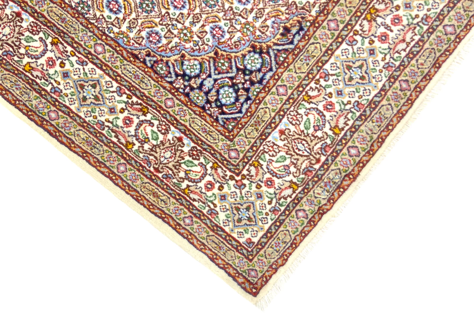 Handgeknüpfter Moud Perserteppich, 144 × 99 cm, Wolle & Seide
