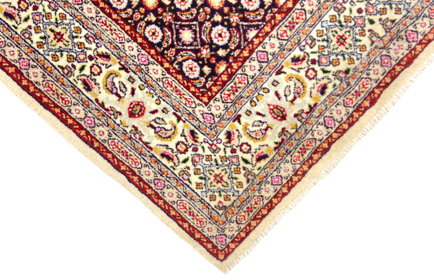 Handgeknüpfter Moud Perserteppich, 150 × 99 cm, Wolle & Seide