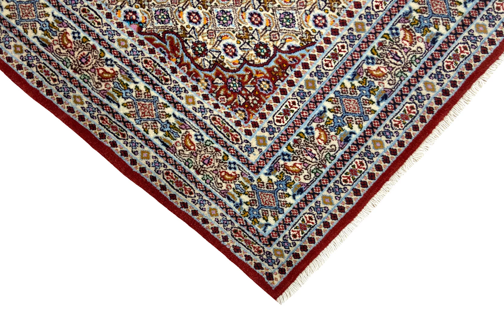 Handgeknüpfter Moud Perserteppich, 152 × 98 cm, Wolle & Seide
