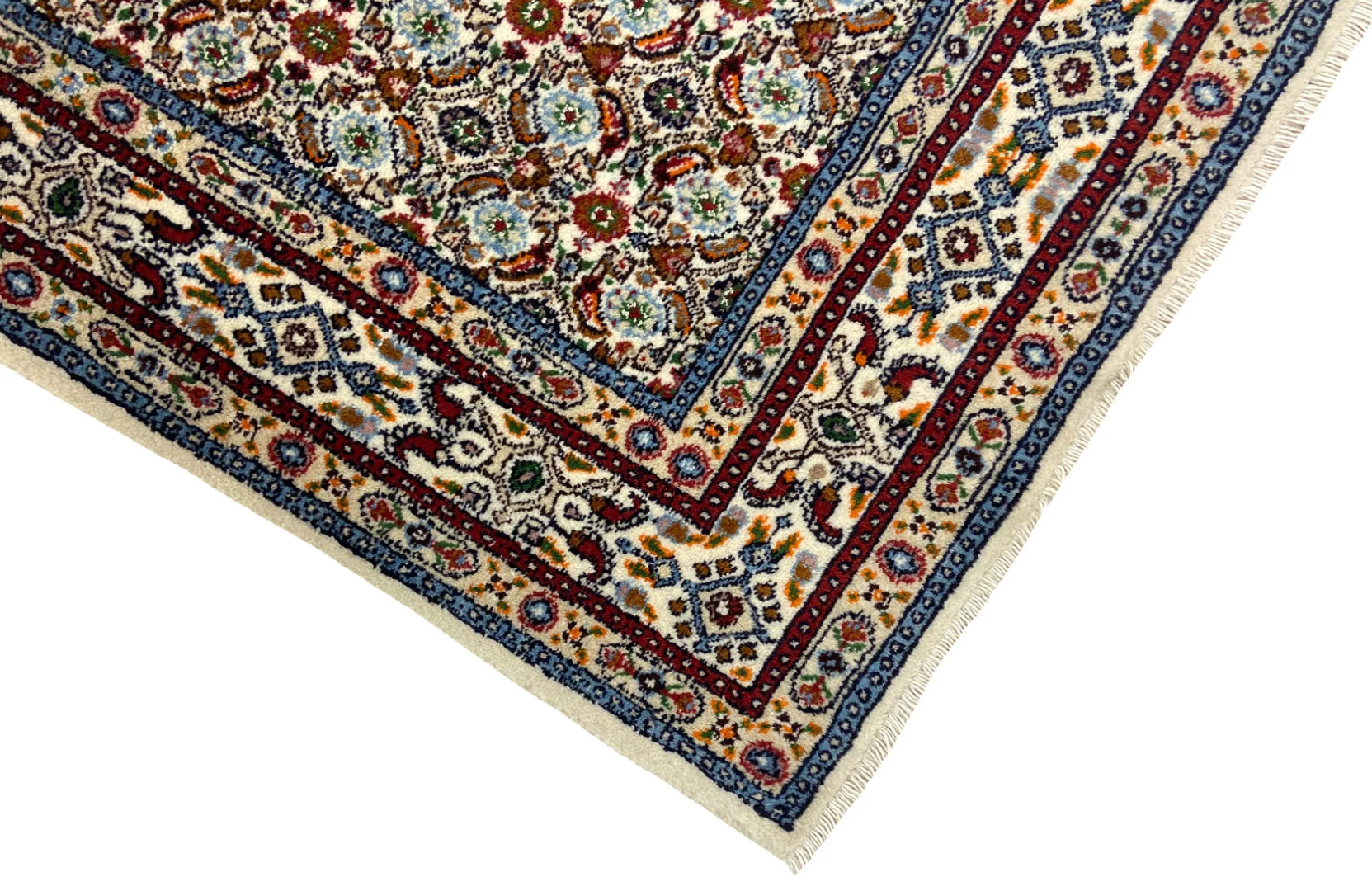 Handgeknüpfter Moud Perserteppich, 196 × 77 cm, Wolle & Seide