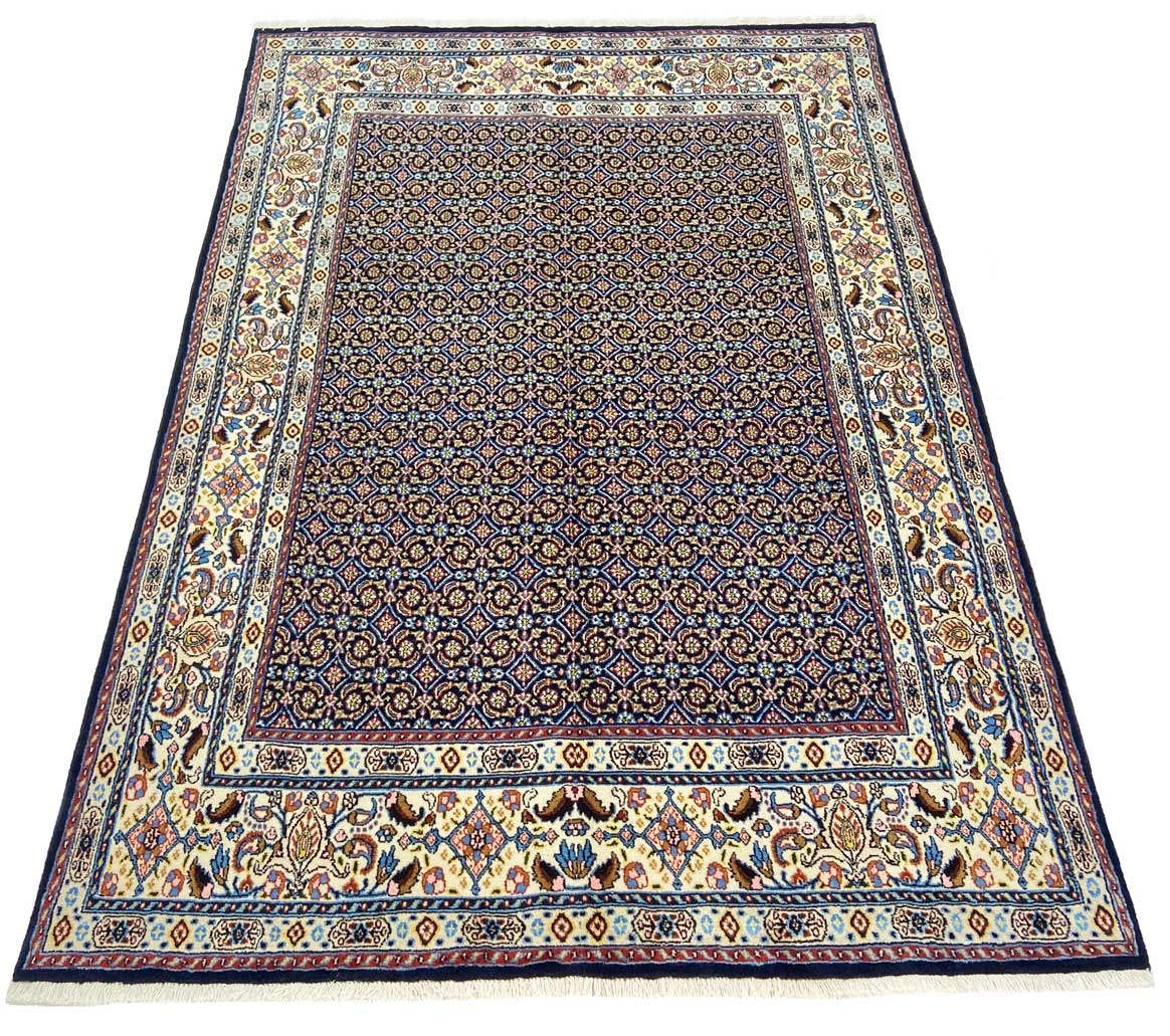 Moud Perserteppich 199 × 139 cm aus Wolle & Seide, handgeknüpft