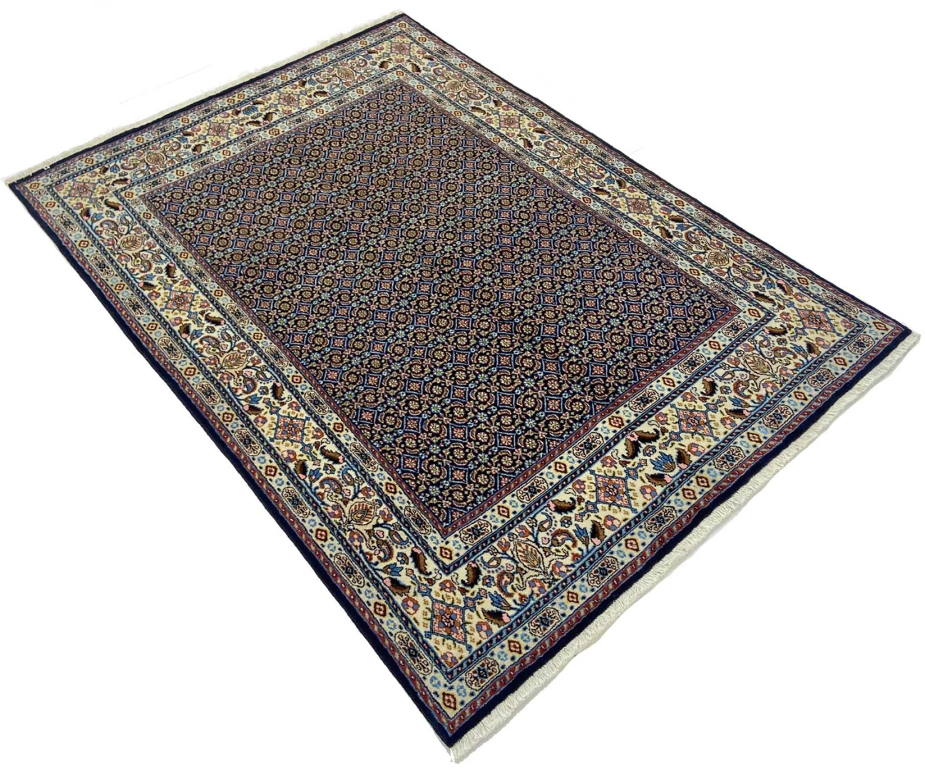 Moud Perserteppich 199 × 139 cm aus Wolle & Seide, handgeknüpft