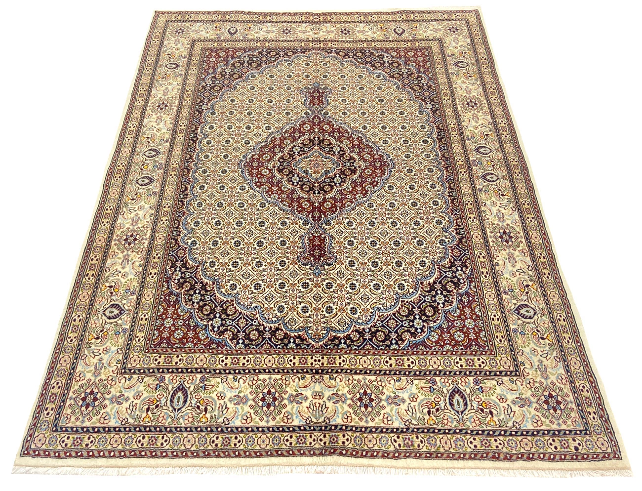 orientteppich-moud-207-x-151-cm-300000-knoten-handgeknupft-1 Handgeknüpfter Moud Perserteppich 207 × 151 cm