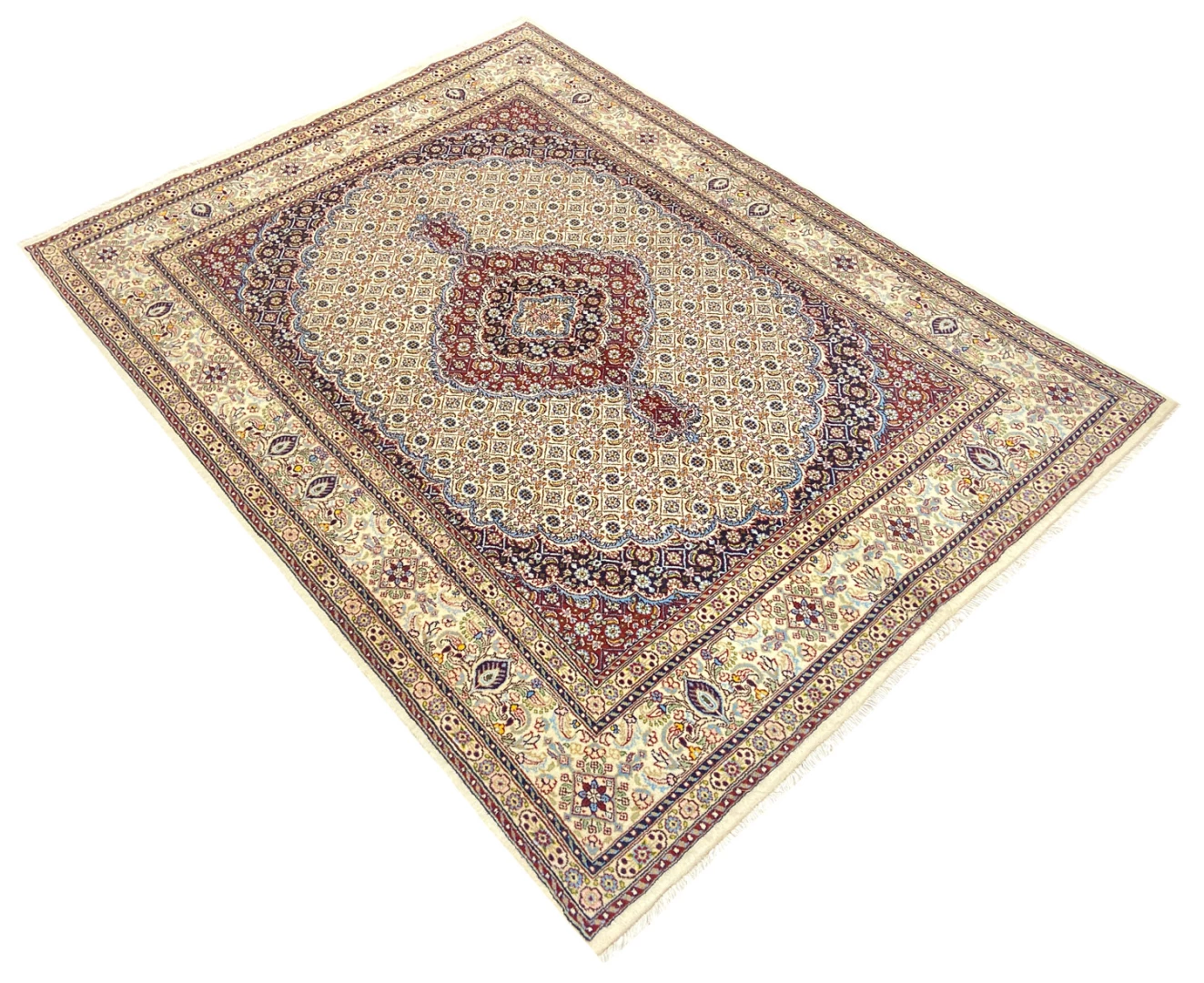 orientteppich-moud-207-x-151-cm-300000-knoten-handgeknupft-2 Handgeknüpfter Moud Perserteppich 207 × 151 cm