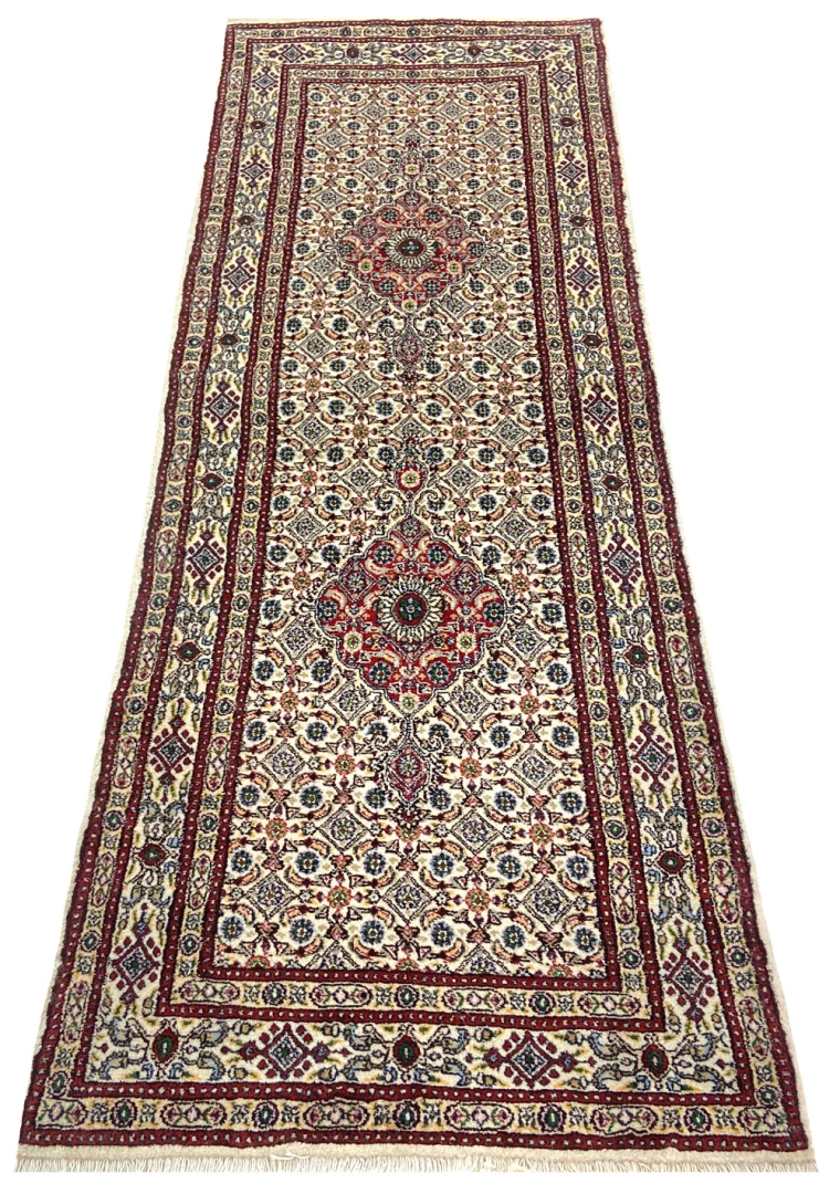 orientteppich-moud-209-x-75-cm-360000-knoten-medaillon-handgeknupft-1 Moud Perserteppich aus Iran, 209 × 75 cm