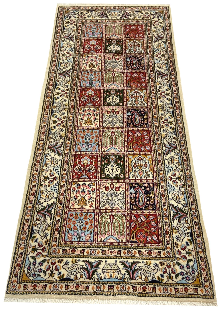 orientteppich-moud-207-x-82-cm-360000-knoten-medaillon-handgeknupft-1 Handgeknüpfter Moud Perserteppich 207 × 82 cm